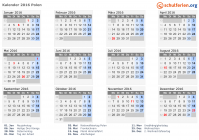 Kalender 2016 mit Ferien und Feiertagen Polen