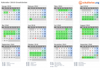 Kalender 2016 mit Ferien und Feiertagen Graubünden