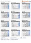 Kalender 2016 mit Ferien und Feiertagen Uruguay