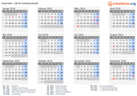 Kalender 2016 mit Ferien und Feiertagen Vatikanstadt