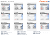 Kalender 2017 mit Ferien und Feiertagen Burkina Faso