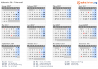 Kalender 2017 mit Ferien und Feiertagen Burundi