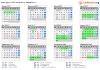 Kalender 2017 mit Ferien und Feiertagen Nordrhein-Westfalen