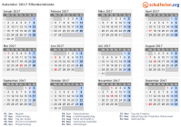 Kalender 2017 mit Ferien und Feiertagen Elfenbeinküste