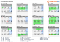 Kalender 2017 mit Ferien und Feiertagen Créteil