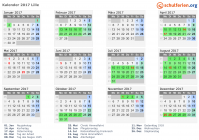 Kalender 2017 mit Ferien und Feiertagen Lille