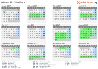 Kalender 2017 mit Ferien und Feiertagen Straßburg