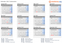 Kalender 2017 mit Ferien und Feiertagen Indonesien