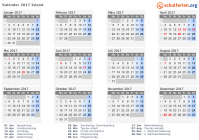 Kalender 2017 mit Ferien und Feiertagen Island