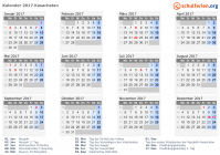 Kalender 2017 mit Ferien und Feiertagen Kasachstan