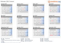 Kalender 2017 mit Ferien und Feiertagen Litauen