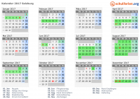 Kalender 2017 mit Ferien und Feiertagen Salzburg