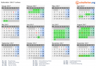 Kalender 2017 mit Ferien und Feiertagen Lebus