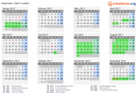 Kalender 2017 mit Ferien und Feiertagen Lublin