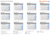 Kalender 2017 mit Ferien und Feiertagen San Marino