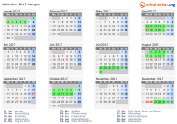 Kalender 2017 mit Ferien und Feiertagen Aargau