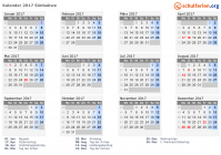 Kalender 2017 mit Ferien und Feiertagen Simbabwe
