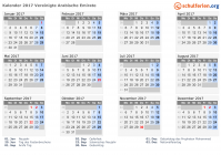 Kalender 2017 mit Ferien und Feiertagen Vereinigte Arabische Emirate