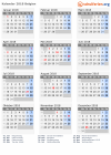 Kalender 2018 mit Ferien und Feiertagen Belgien