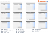 Kalender 2018 mit Ferien und Feiertagen Malta