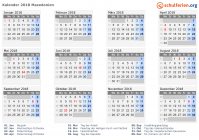 Kalender 2018 mit Ferien und Feiertagen Nordmazedonien