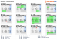 Kalender 2018 mit Ferien und Feiertagen Schlesien