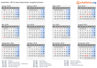 Kalender 2019 mit Ferien und Feiertagen Amerikanische Jungferninseln