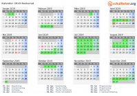 Kalender 2019 mit Ferien und Feiertagen Buskerud
