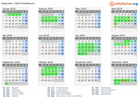 Kalender 2019 mit Ferien und Feiertagen Solothurn