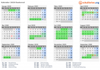 Kalender 2020 mit Ferien und Feiertagen Buskerud