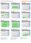 Kalender 2020 mit Ferien und Feiertagen Westpommern