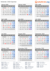 Kalender 2020 mit Ferien und Feiertagen Spanien
