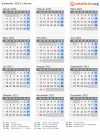 Kalender 2021 mit Ferien und Feiertagen Liberia