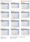 Kalender 2021 mit Ferien und Feiertagen Puerto Rico