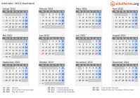 Kalender 2022 mit Ferien und Feiertagen Dschibuti