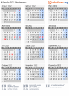 Kalender 2022 mit Ferien und Feiertagen Montenegro