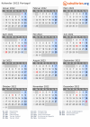 Kalender 2022 mit Ferien und Feiertagen Portugal