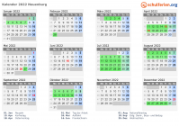 Kalender 2022 mit Ferien und Feiertagen Neuenburg