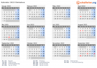 Kalender 2022 mit Ferien und Feiertagen Simbabwe