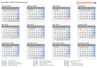 Kalender 2023 mit Ferien und Feiertagen Griechenland