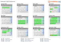 Kalender 2023 mit Ferien und Feiertagen Kalabrien