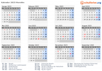 Kalender 2023 mit Ferien und Feiertagen Marokko