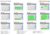 Kalender 2023 mit Ferien und Feiertagen Oppeln