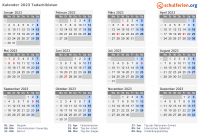 Kalender 2023 mit Ferien und Feiertagen Tadschikistan