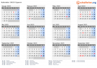 Kalender 2023 mit Ferien und Feiertagen Zypern