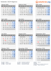 Kalender 2024 mit Ferien und Feiertagen Algerien