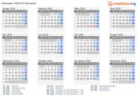 Kalender  mit Ferien und Feiertagen El Salvador