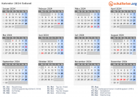 Kalender  mit Ferien und Feiertagen Estland