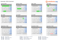 Kalender 2024 mit Ferien und Feiertagen Aostatal