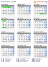 Kalender 2024 mit Ferien und Feiertagen Ligurien